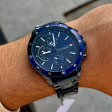 Buy Shop Tommy Hilfiger Bank Quartz Blue Dial Blue Steel Strap Watch for Men - 1791720 USA Online