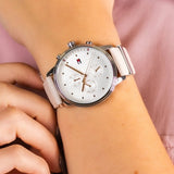 Buy Shop Tommy Hilfiger Blake Chronograph Silver Dial Pink Leather Strap Watch For Women - 1781906 USA Online
