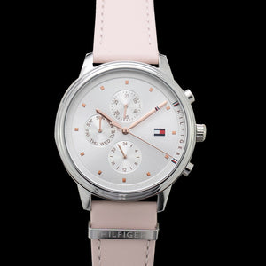 Buy Shop Tommy Hilfiger Blake Chronograph Silver Dial Pink Leather Strap Watch For Women - 1781906 USA Online