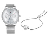 Buy Shop Tommy Hilfiger Blake Diamonds Silver Dial Silver Mesh Bracelet Watch for Women - 1782301 USA Online