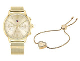 Buy Shop Tommy Hilfiger Blake Quartz Gold Dial Gold Mesh Bracelet Watch for Women - 1782302 USA Online