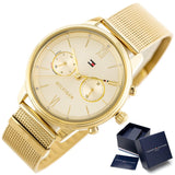 Buy Shop Tommy Hilfiger Blake Quartz Gold Dial Gold Mesh Bracelet Watch for Women - 1782302 USA Online
