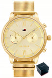 Buy Shop Tommy Hilfiger Blake Quartz Gold Dial Gold Mesh Bracelet Watch for Women - 1782302 USA Online