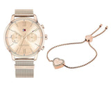 Buy Shop Tommy Hilfiger Blake Quartz Gold Dial Gold Mesh Bracelet Watch for Women - 1782303 USA Online