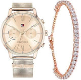 Buy Shop Tommy Hilfiger Blake Quartz Gold Dial Gold Mesh Bracelet Watch for Women - 1782303 USA Online