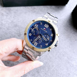Buy Shop Tommy Hilfiger Blaze Chronograph Blue Dial Silver Steel Strap Watch for Men - 1792031 USA Online