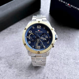 Buy Shop Tommy Hilfiger Blaze Chronograph Blue Dial Silver Steel Strap Watch for Men - 1792031 USA Online