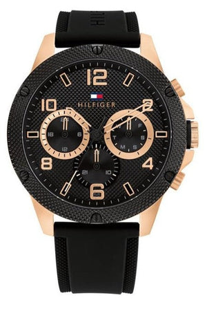 Buy Shop Tommy Hilfiger Blaze Multifunction Black Dial Black Rubber Strap Watch For Men - 1792028 USA Online