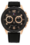 Buy Shop Tommy Hilfiger Blaze Multifunction Black Dial Black Rubber Strap Watch For Men - 1792028 USA Online
