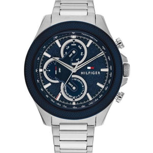 Buy Shop Tommy Hilfiger Clark Chronograph Blue Dial Silver Steel Strap Watch For Men - 1792080 USA Online