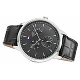 Buy Shop Tommy Hilfiger Brad Chronograph Black Dial Black Leather Strap Watch For Men - 1710391 USA Online