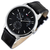 Buy Shop Tommy Hilfiger Brad Chronograph Black Dial Black Leather Strap Watch For Men - 1710391 USA Online