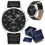 Buy Shop Tommy Hilfiger Brad Chronograph Black Dial Black Leather Strap Watch For Men - 1710391 USA Online