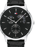 Buy Shop Tommy Hilfiger Brad Chronograph Black Dial Black Leather Strap Watch For Men - 1710391 USA Online