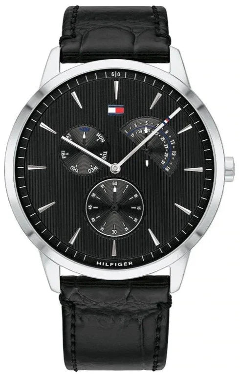 Buy Shop Tommy Hilfiger Brad Chronograph Black Dial Black Leather Strap Watch For Men - 1710391 USA Online