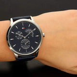 Buy Shop Tommy Hilfiger Brad Chronograph Quartz Blue Dial Blue Leather Strap Watch For Men - 1710387 USA Online