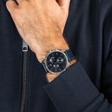 Buy Shop Tommy Hilfiger Brad Chronograph Quartz Blue Dial Blue Leather Strap Watch For Men - 1710387 USA Online