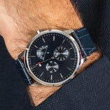 Buy Shop Tommy Hilfiger Brad Chronograph Quartz Blue Dial Blue Leather Strap Watch For Men - 1710387 USA Online