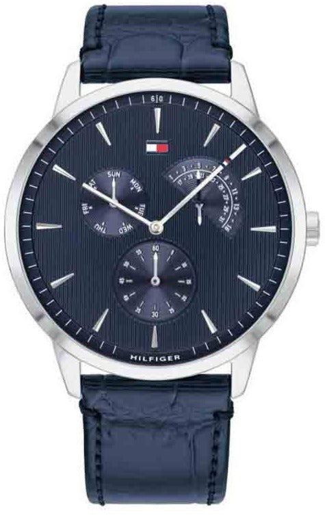 Buy Shop Tommy Hilfiger Brad Chronograph Quartz Blue Dial Blue Leather Strap Watch For Men - 1710387 USA Online