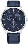 Buy Shop Tommy Hilfiger Brad Chronograph Quartz Blue Dial Blue Leather Strap Watch For Men - 1710387 USA Online