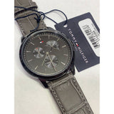 Buy Shop Tommy Hilfiger Brad Chronograph Quartz Grey Dial Grey Leather Strap Watch For Men - 1710388 USA Online
