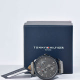 Buy Shop Tommy Hilfiger Brad Chronograph Quartz Grey Dial Grey Leather Strap Watch For Men - 1710388 USA Online