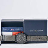 Buy Shop Tommy Hilfiger Brad Chronograph Quartz Grey Dial Grey Leather Strap Watch For Men - 1710388 USA Online