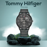 Buy Shop Tommy Hilfiger Brad Chronograph Quartz Grey Dial Grey Leather Strap Watch For Men - 1710388 USA Online