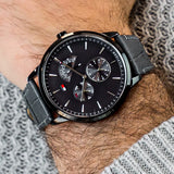 Buy Shop Tommy Hilfiger Brad Chronograph Quartz Grey Dial Grey Leather Strap Watch For Men - 1710388 USA Online