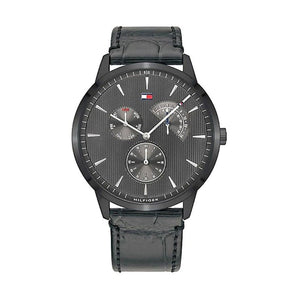 Buy Shop Tommy Hilfiger Brad Chronograph Quartz Grey Dial Grey Leather Strap Watch For Men - 1710388 USA Online