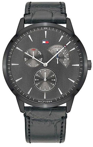 Buy Shop Tommy Hilfiger Brad Chronograph Quartz Grey Dial Grey Leather Strap Watch For Men - 1710388 USA Online