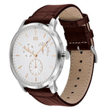 Buy Shop Tommy Hilfiger Brad Chronograph White Dial Brown Leather Strap Watch For Men - 1710389 USA Online