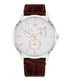 Buy Shop Tommy Hilfiger Brad Chronograph White Dial Brown Leather Strap Watch For Men - 1710389 USA Online
