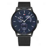 Buy Shop Tommy Hilfiger Brad Quartz Blue Dial Black Mesh Bracelet Watch For Men - 1710392 USA Online