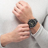 Buy Shop Tommy Hilfiger Briggs Black Dial Black Leather Strap Watch for Men - 1791426 USA Online