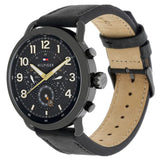 Buy Shop Tommy Hilfiger Briggs Black Dial Black Leather Strap Watch for Men - 1791426 USA Online