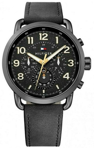 Buy Shop Tommy Hilfiger Briggs Black Dial Black Leather Strap Watch for Men - 1791426 USA Online