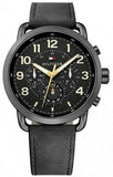 Buy Shop Tommy Hilfiger Briggs Black Dial Black Leather Strap Watch for Men - 1791426 USA Online