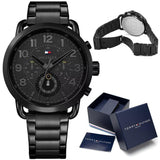 Buy Shop Tommy Hilfiger Briggs Black Dial Black Steel Strap Watch for Men - 1791423 USA Online