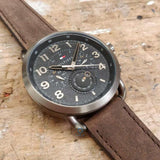 Buy Shop Tommy Hilfiger Briggs Chronograph Black Dial Brown Leather Strap Watch for Men - 1791425 USA Online