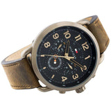 Buy Shop Tommy Hilfiger Briggs Chronograph Black Dial Brown Leather Strap Watch for Men - 1791425 USA Online