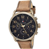 Buy Shop Tommy Hilfiger Briggs Chronograph Black Dial Brown Leather Strap Watch for Men - 1791425 USA Online