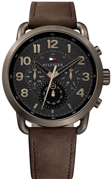 Buy Shop Tommy Hilfiger Briggs Chronograph Black Dial Brown Leather Strap Watch for Men - 1791425 USA Online