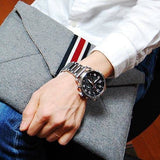 Buy Shop Tommy Hilfiger Briggs Chronograph Black Dial Silver Steel Strap Watch for Men - 1791422 USA Online