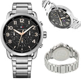 Buy Shop Tommy Hilfiger Briggs Chronograph Black Dial Silver Steel Strap Watch for Men - 1791422 USA Online