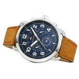 Buy Shop Tommy Hilfiger Briggs Chronograph Blue Dial Brown Leather Strap Watch for Men - 1791424 USA Online