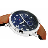 Buy Shop Tommy Hilfiger Briggs Chronograph Blue Dial Brown Leather Strap Watch for Men - 1791424 USA Online