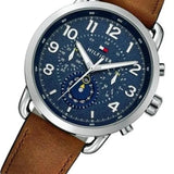 Buy Shop Tommy Hilfiger Briggs Chronograph Blue Dial Brown Leather Strap Watch for Men - 1791424 USA Online