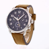 Buy Shop Tommy Hilfiger Briggs Chronograph Blue Dial Brown Leather Strap Watch for Men - 1791424 USA Online