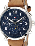 Buy Shop Tommy Hilfiger Briggs Chronograph Blue Dial Brown Leather Strap Watch for Men - 1791424 USA Online